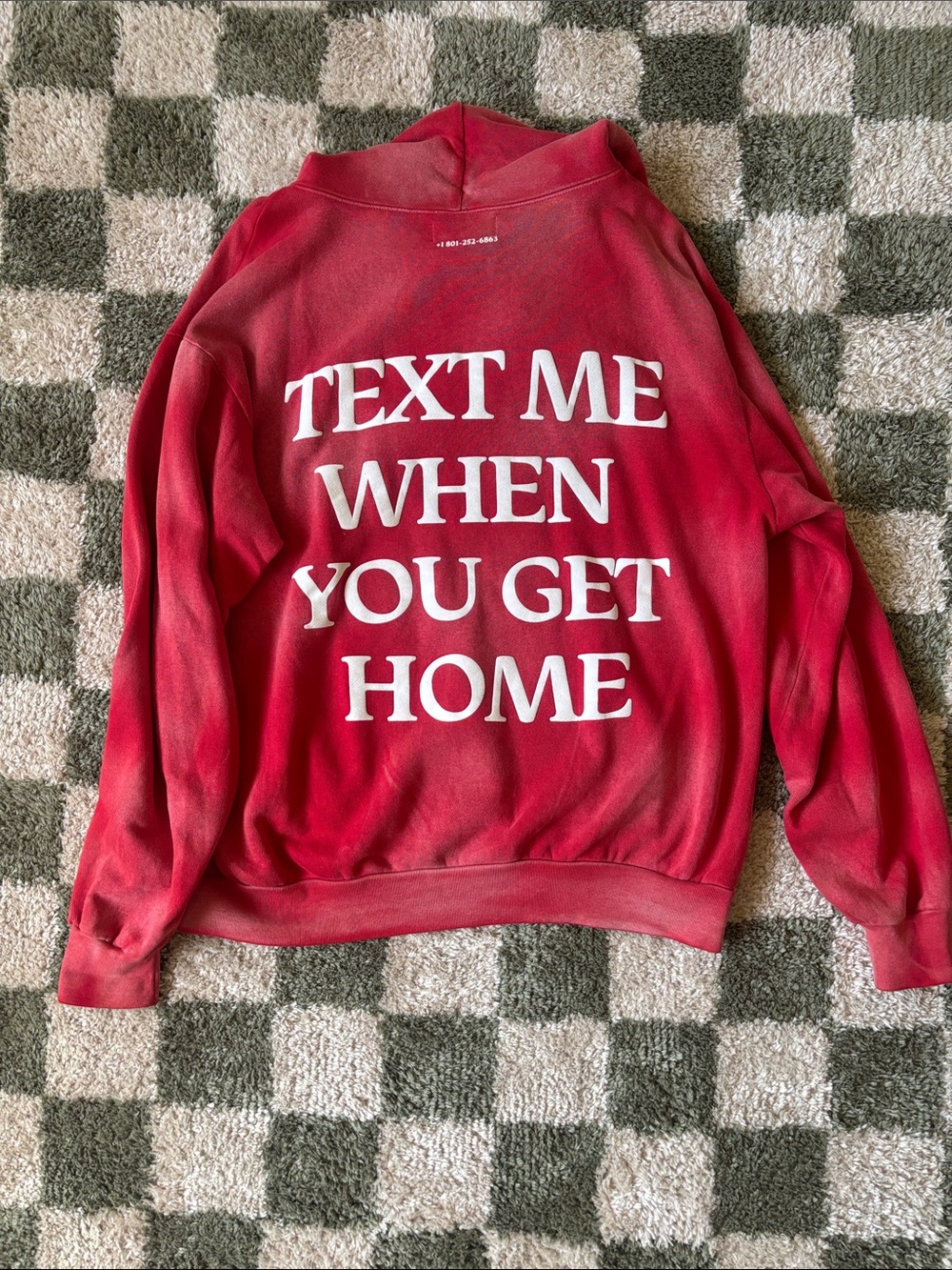 LONELY GHOST Red Gradient Hoodie with Small White Logo